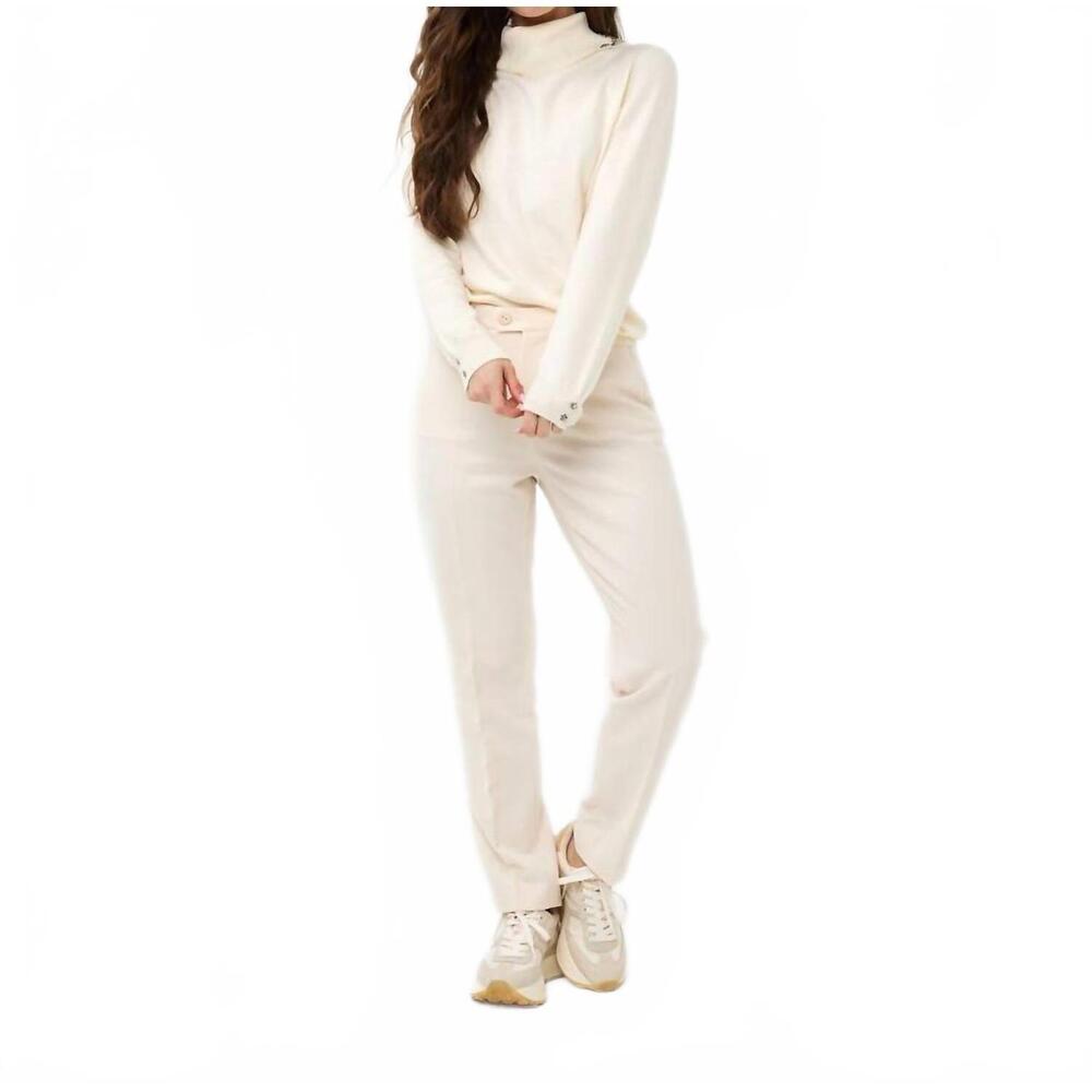 NEW ESQUALO gida gem embellished split turtleneck sweater in beige